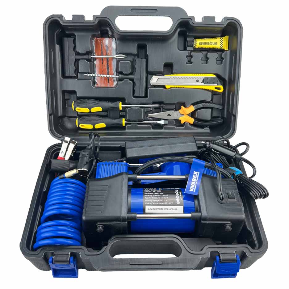 کمپرسور فندکی دو سیلندر با لوازم ویوارکس مدل VR1207-ACT